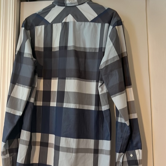 burberry slim fit check stretch poplin button up shirt blue check - Picture 4 of 4